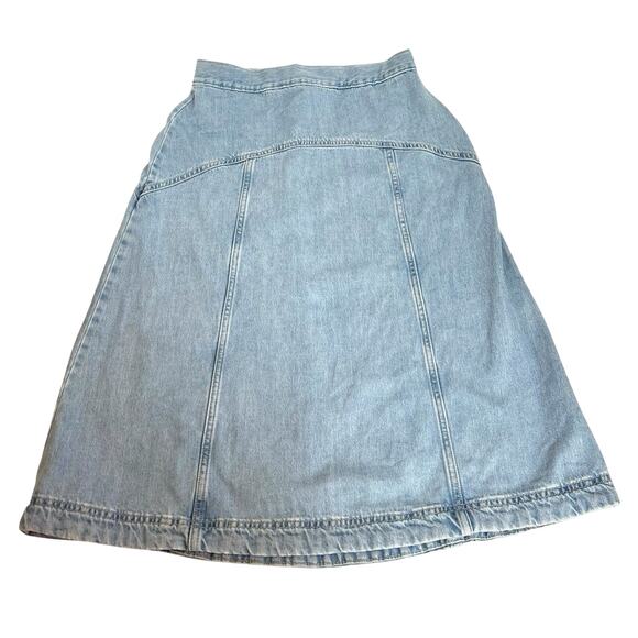 Old Navy Jean Skirt High Rise Denim Midi Light Wash A-Line Size XS/S - Picture 4 of 8